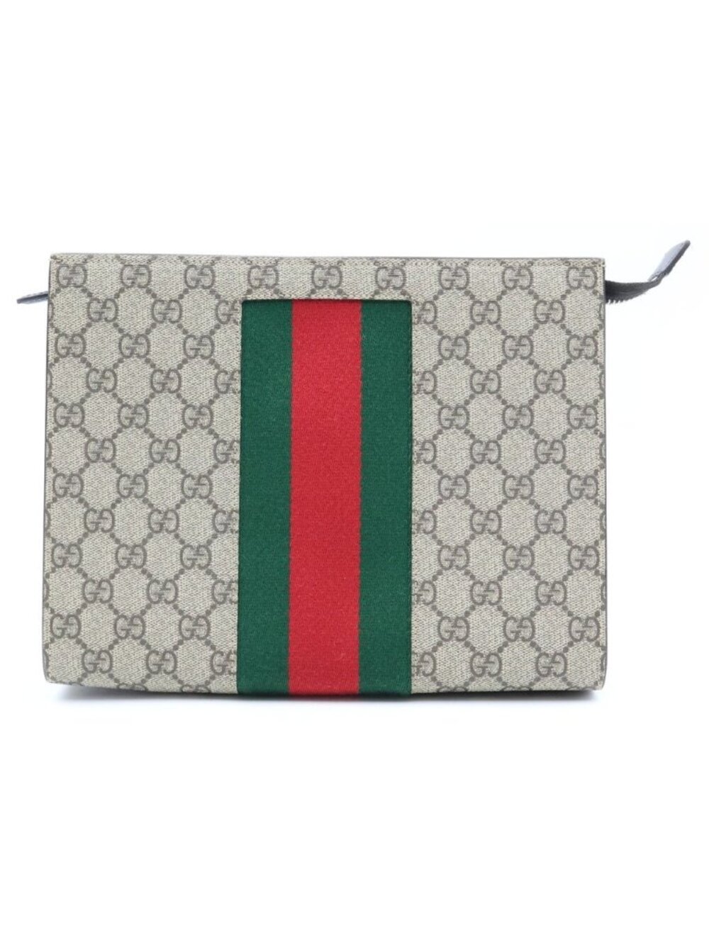 Gucci GG Ophidia Sherry Line Clutch Pouch Leather Beige Brown
